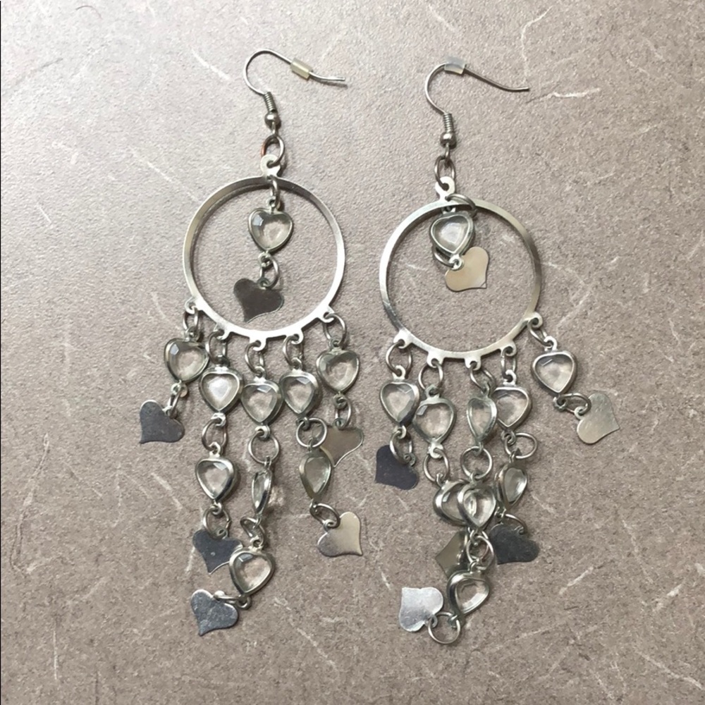 Long silver earrings